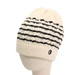 Chapeau d'O シャポー ド オー 秋冬 ニット★ カシミヤ ボーダー ニット帽 ビーニー Sz.56～58cm レディース