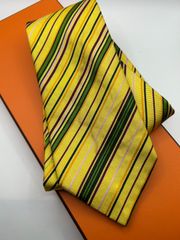 Hermès エルメス イエロー ストライプ ネクタイ シルク