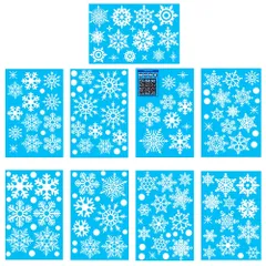 【数量限定】イベント パーティー インテリア 雰囲気満点 リース 雑貨 ウィンドウ クリスマスデコレーション 雪の結晶 装飾品 シール式 両面印刷 ガラス 貼りやすく 壁紙 9枚 MERRY 155個 静電ステッカー CHRISTMAS ウォールステッカー 飾