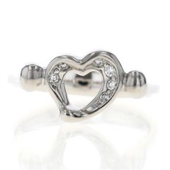 TIFFANY&Co. ティファニー Pt950 プラチナ オープンハート リング ダイヤモンド 箱 指輪 8.5号【新品仕上済】【zz】【中古】