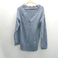 ◇ ⊇ one way ワンウェイ ダメージニット 長袖 セーター トップス サイズM ブルー系 レディース E  【1411210009513】のサムネイル