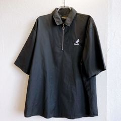 カンゴール KANGOL ポロシャツ シャツ ハーフジップ 半袖 ロゴ刺繍 ワンポイント カンガルー 無地 薄手 カジュアル 大きめ オーバーサイズ