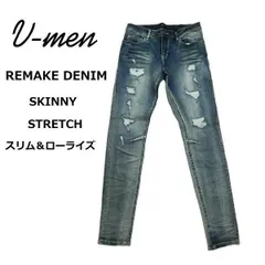 ブイメン ジーンズ 973310 ストレッチ リメイク加工 スリム デニムパンツ ミッドブルー