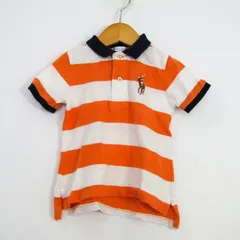 ラルフローレン ポロシャツ トップス 半袖 ボーダー柄 ベビー 男の子用 18Mサイズ 白×オレンジ RALPH LAUREN 【中古】