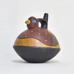 ナスカ　彩色　土器　笛　？　フォークアート　民芸　ペルー　置物　魔除け　縁起 ナスカ彩色土器笛？フォークアート民芸ペルー置物魔除け縁起