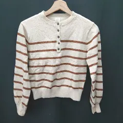 ◇ ⊇ apres jour clair アプレジュールクレア ボーダー柄 長袖 ニット サイズF ベージュ レディース E  【1503050015530】