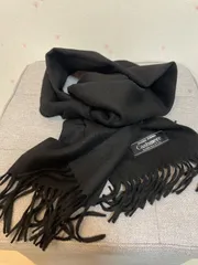 カシミヤ混マフラー ブラック 無地 シンプル 男女兼用 未使用タグ付き風