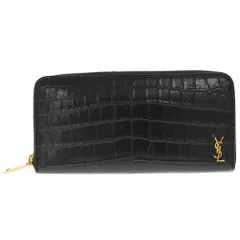 SAINT LAURENT PARIS (サンローランパリ) クロコ型押しラウンドファスナー長財布 ブラック 630201のサムネイル