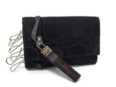 ■美品■ Salvatore Ferragamo フェラガモ IY-220783 ガンチーニ柄 キャンバス×レザー 6連 キーケース 鍵入れ ブラック系 DH5181