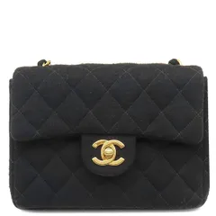 シャネル CHANEL ショルダーバッグ ミニマトラッセ 17 チェーンショルダーバッグ コットン ブラック ゴールド金具 黒 ココマーク  4******【中古】