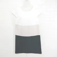 ◇ NATURAL BEAUTY BASIC 配色 半袖 ミニ ワンピース サイズM ホワイト ベージュ ブラック系 レディース E  【1303140024127】