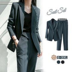 スーツ レディース セットアップ パンツ スーツ フォーマル 春 秋 長袖 ロング丈 洗える ビジネススーツ 通勤 OL ゆったり おしゃれ 入学式 卒業式 面接 ブラックセット