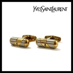 【YVES SAINT LAURENT】YSLロゴ カフス ゴールド/金カラー シルバーカラー カフリンクス  イヴサンローラン (SER-3971)