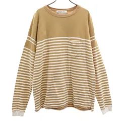 REMI RELIEF レミレリーフ 日本製 ボーダー柄 長袖 Tシャツ L ベージュ ロンT ポケT メンズ 古着