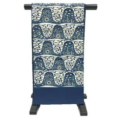 セール 京やK317 正絹 名古屋帯 正絹 紬の帯 織りの帯 藍染 本藍染めの帯 八寸名古屋帯 平仕立て 単衣・袷兼用 袷の着物 単衣の着物にも 絽 紗 夏着物 浴衣にも オールシーズン対応 美品 仕立て上がり カジュアル 付下げ・小紋・紬・絣などに 未使用