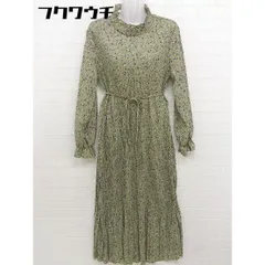 ◇ ◎ fifth フィフス 花柄 ハイネック 長袖 ロング ギャザー ワンピース グリーン レディース  【中古】 【1110140002433】