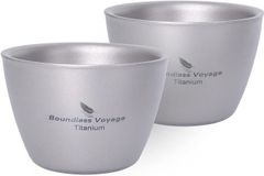 Boundless Voyage Ti3089D 2個セット 二重結構 お猪口 超軽量 ミニコップ 酒杯 キャンプ用品 ソロキャン バーベキュー チタン 食器 アウトドア