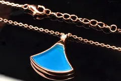 シルバー925 ブルーアンバー　14x12mm　扇形 ペンダント ネックレス パワーストーン 天然石 _PRG515