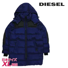 新品・未使用 ディーゼル DIESEL [XLサイズ相当] 中綿コート メンズ バックプリント 切替 フード付き W-RUSSELL-LONG-PAD