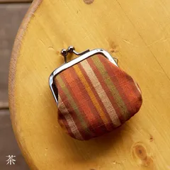 お賽銭用がま口/滝節縞模様(茶) 財布 コインケース 小銭入れ