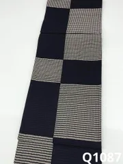 洒落袋帯 市松模様 正絹 六通 ガード加工済 Q1087