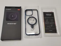 ★CASEKOO iPhone 16 Pro Max 用 ケース クリア 米軍MIL規格 耐衝撃 隠しスタンド 横縦両立 最大25W充電対応 MagSafe対応 黄変防止 透明 ストラップホール付き  ケース 6.9インチ「MagicStand」(ルリイロ)