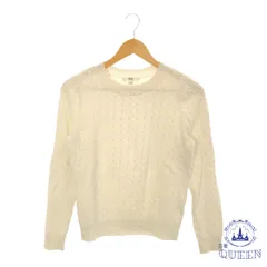 ☆美品☆ UNIQLO ユニクロ トップス ニット リブ ケーブル 長袖 レディース 大きいサイズ ベージュ L カシミヤ 901-10254 送料無料 古着