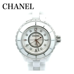 【中古美品】 CHANEL  シャネル J12  H2422  セラミック  ホワイトシェル文字盤 8Pダイヤモンド クォーツ 腕時計 レディース