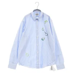 HERMES (エルメス) セリエボタン プリント ストライプシャツ ブルー/ホワイトのサムネイル