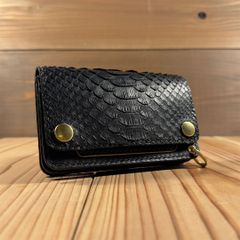 【限定生産】ミドルトラッカーウォレット｜ダイヤモンドパイソン×丘染めヌメ革｜バイカー＆ヴィンテージ好き必見