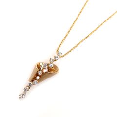 K18PG ピンクゴールド ネックレス ダイヤモンド0.34ct 4.8g ～45cm フリーチェーン レディース 中古 美品