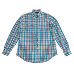 中古 ラルフローレン RALPH LAUREN 長袖 ボタンダウン シャツ クリーニング済み マドラスチェック柄 メンズ Ｍサイズ