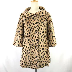 美品★FREE'S SHOP【フリーズショップ】豹柄フェイクファーコート【size:S/レディース/茶×黒】アウター/Coat/jacket◆BJ070-c