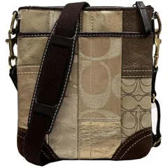 コーチ COACH 斜め掛けショルダーバッグ パッチワーク ブラウン ゴールド