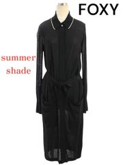 【未使用に近い】FOXY フォクシー 2019年　ブティック ロングカーディガン 39549 Summer Shade 長袖 F フリーサイズ　黒　ブラック　ホワイトライン