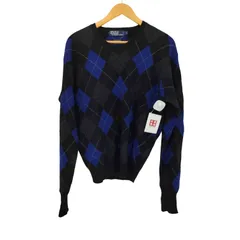 ポロバイラルフローレン Polo by RALPH LAUREN LAMBS WOOL100% アーガイル Vネックニット メンズ import：M 