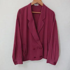 (^w^)b VINVERT バンベール テーラード シャツ ジャケット 羽織り 無地 レトロ 古着 タウンユース オシャレ シンプル カジュアル 80's 90's ヴィンテージ ビンテージ ボルドー ワインレッド レディース サイズ9AR