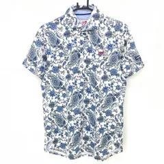 ★特価★マスターバニー 半袖ポロシャツ 白×ブルー 花柄 ペイズリー 襟裏ロゴ メンズ 5(L) ゴルフウェア MASTER BUNNY EDITION
