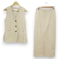 美品 24SS GALLARDAGALANTE ガリャルダガランテ ポンチベスト+ポンチベンツタイトスカート セットアップ F/1 ベージュ レディース 古着 中古 USED