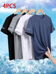 Tシャツ メンズ 4枚セット 吸汗速乾 半袖 スポーツ ゴルフ ランニング ポリエステル素材 M250621-5