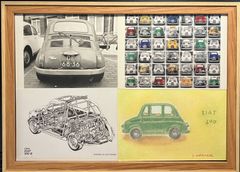【懐かしい名車の絵ハガキ・フレーム入り】フィアット500_250211