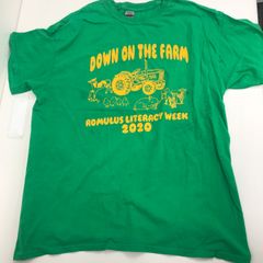 L　トラクター　GILDAN　緑　グリーン　Tシャツ　輸入　古着