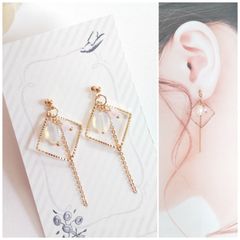 E200 ハンドメイド 天然石ビーズ ムーンクォーツ ピンク ピアス イヤリング