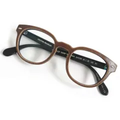 美品□ベルルッティ×オリバーピープルズ OV5036QF SHELDRAKE レザー張り ボストンウェリントン メガネ/アイウェア 49□22-145 茶×黒 度入のサムネイル