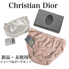 m31 Christian Dior クリスチャンディオール トロッター ショーツ ポーチ 下着 ランジェリー アンダーウェア パンツ ピンク ホワイト ロゴ レディース Mサイズ 綿 レース 箱 タグ付