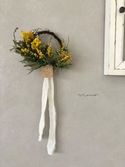 Spring うららかな春　ミモザのハーフリース　18〜38cm