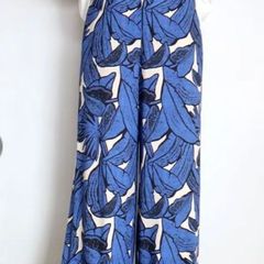 sale‼️Blue fronce プリント　ワイドパンツ　※定価19580円　※シワになりにくい生地　※France製生地使用　ストレート　38　40　ポケット2ヵ所　人気商品
