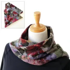 スヌード ストール マフラー レディース 女性 おしゃれ ショートタイプ アンティーク調 花柄 秋冬 秋 冬 首巻き 大花柄スヌード 2カラー