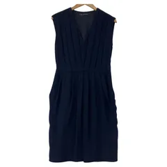ships little black シップスリトルブラック タック Vネックワンピース sizeM/ネイビー