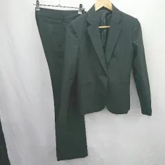 ◇ ⊂ TOPVALU トップバリュー 背抜き ストライプ柄 オフィス パンツスーツ サイズ9AR ブラック系 レディース E  【1507160025847】